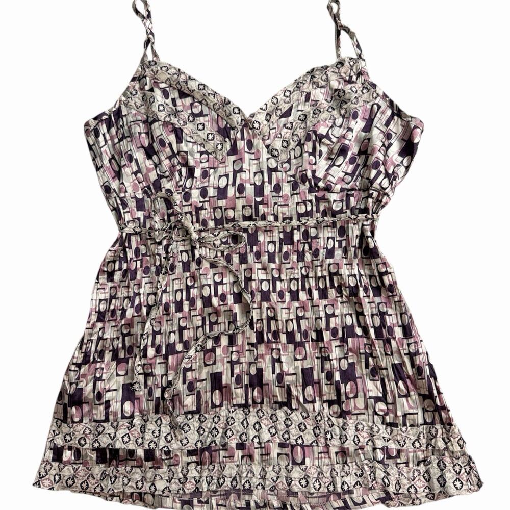 Formul Euro Women's Satin Purple Babydoll Camisole With Tie On Waist